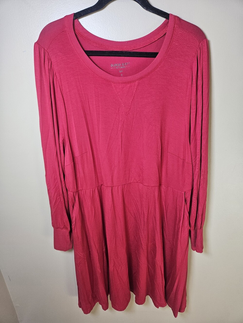 Torrid Red Super Soft Knit Stretch Long Sleeve Casual TShirt Dress Plus 2X Comfy